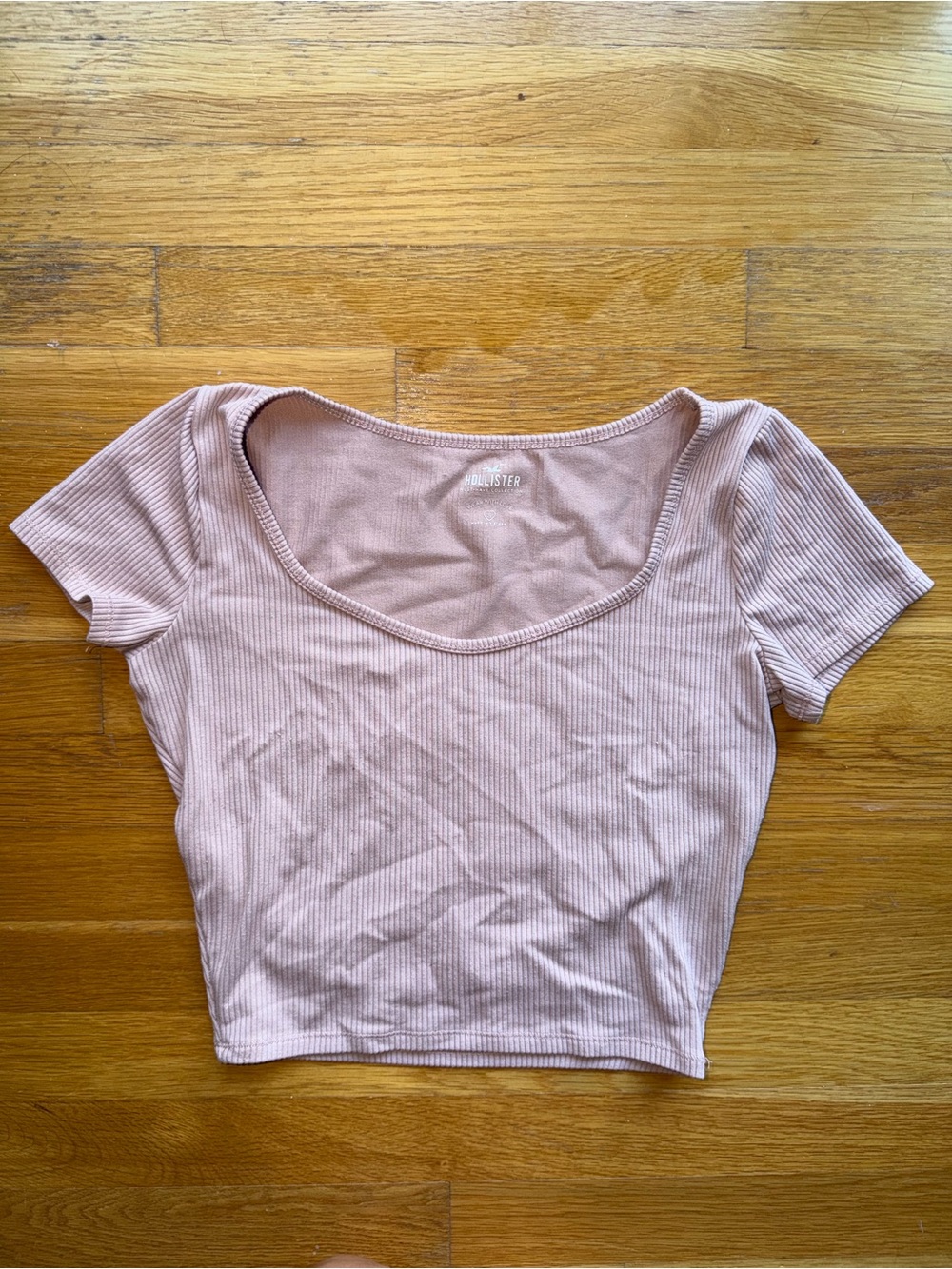 Hollister Dusty Pink Ribbed Baby Tee - Size Small